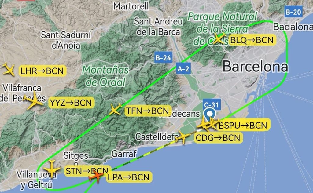 El vuelo que ha impactado con una gaviota y ha frustrado su aterrizaje en Barcelona. Controladores Aéreos
