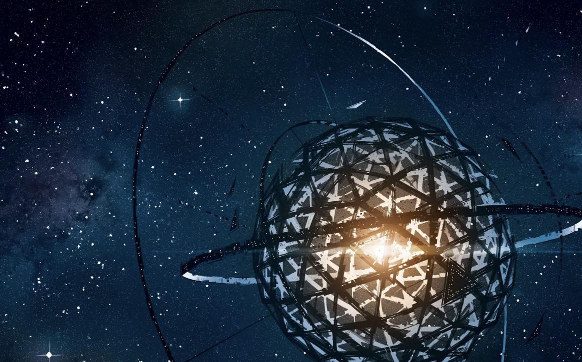 estudio científico y una esfera de Dyson