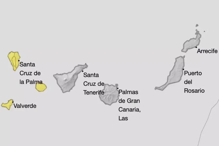 Mapa de las alertas en Canarias - AEMET