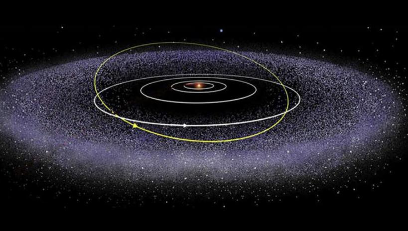Una ilustración del Cinturón de Kuiper, una región de material sobrante de la historia temprana del Sistema Solar que se asemeja a un disco grueso y comienza más allá de la órbita del planeta Neptuno. - NASA