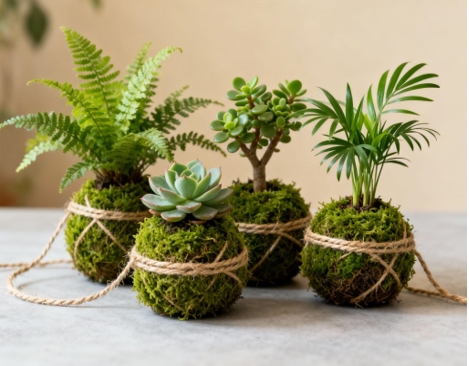 plantas sin maceta kokedamas