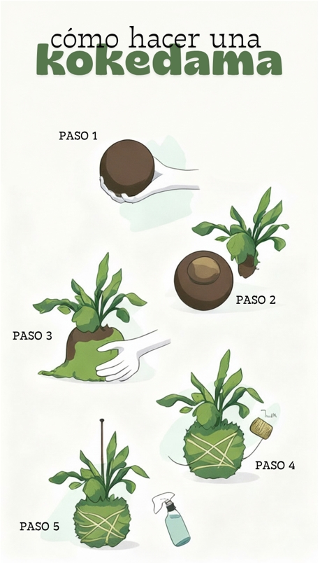 cómo hacer una planta sin maceta kokedama