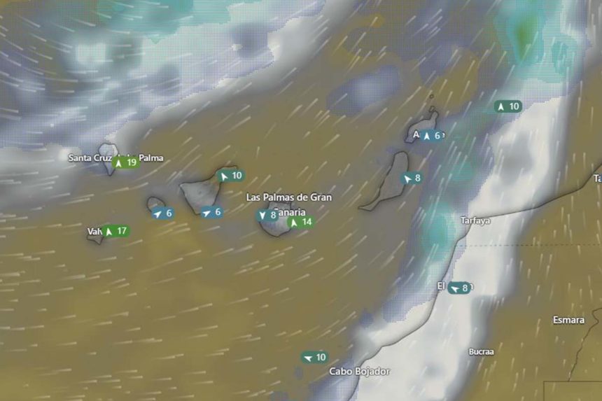 Mapa de la evolución de la borrasca en Canarias - AEMET