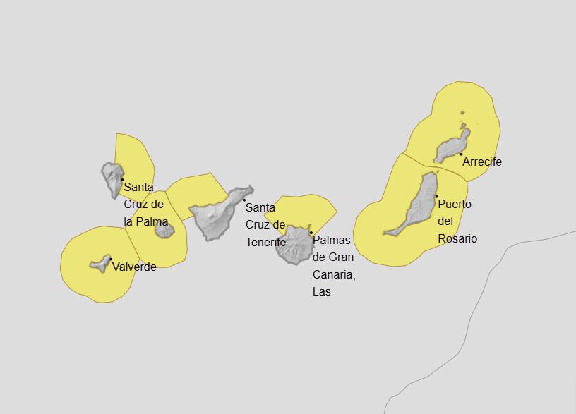 Avisos amarillos activados en Canarias - AEMET