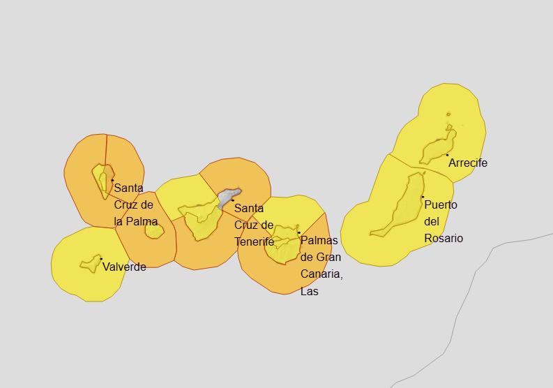 Alertas establecidas por la AEMET en Tenerife y Canarias - AEMET