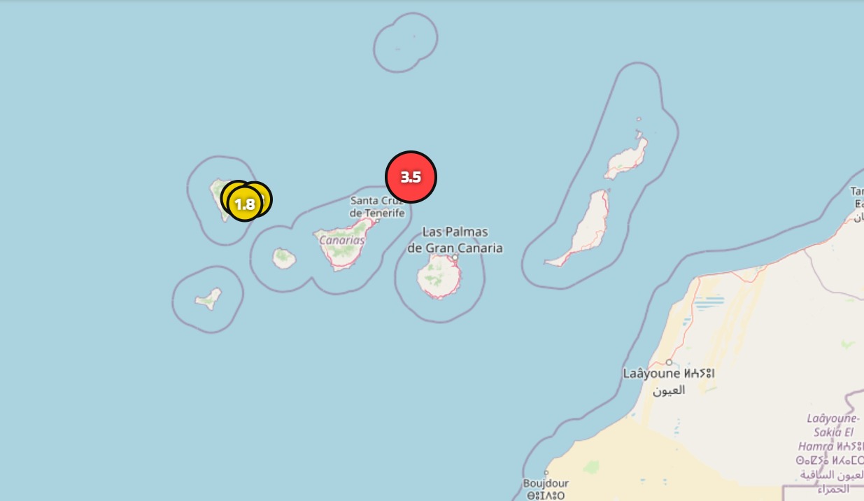 Terremoto en Tenerife registrado en el norte de la isla con epicentro en el Atlántico y magnitud 3,5 según datos sísmicos oficiales.