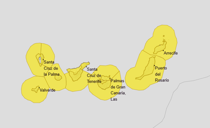 Avisos amarillos en Canarias - AEMET
