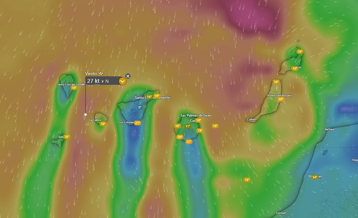 Mapa del viento en Canarias  - AEMET