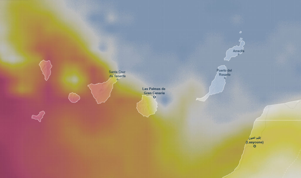 Calima sobre Canarias según la previsión de AEMET
