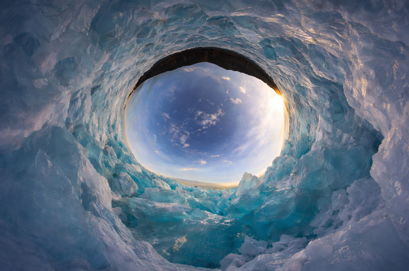 Vista satelital de la Antártida donde se estudia el agujero de gravedad relacionado con la evolución del hielo y el manto terrestre.
