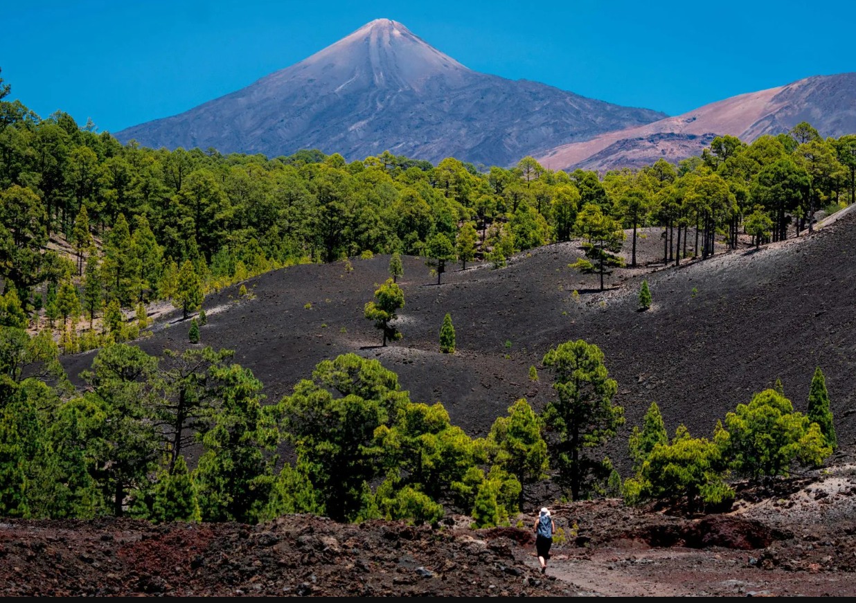 Vista aérea del Teide y estaciones de vigilancia volcánica en Canarias ante la reciente actividad hidrotermal y sísmica detectada en Tenerife