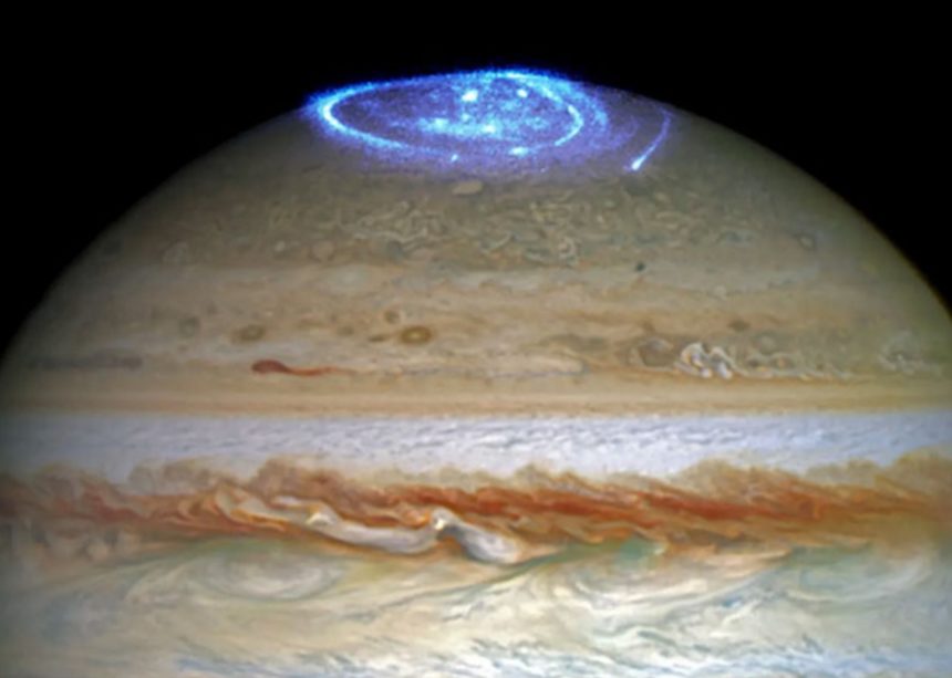 Representación artística de Júpiter mostrando sus capas atmosféricas internas tras el nuevo modelo desarrollado por científicos con datos de la NASA