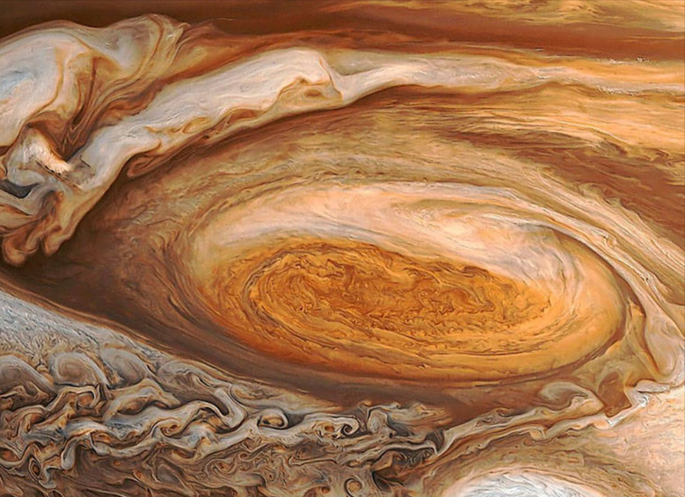 Representación artística de Júpiter mostrando sus capas atmosféricas internas tras el nuevo modelo desarrollado por científicos con datos de la NASA