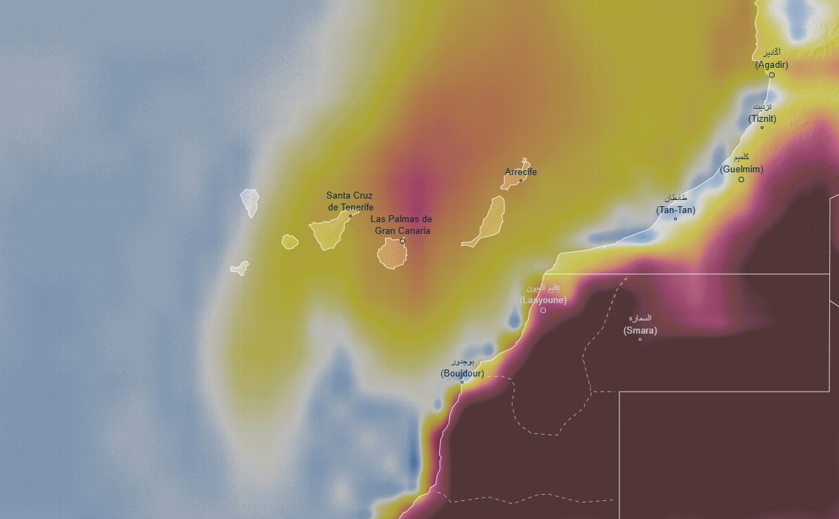 Cielos nubosos y fuerte oleaje en Canarias tras la previsión de la AEMET con lluvias, rachas de viento intensas y entrada de calima en varias islas.