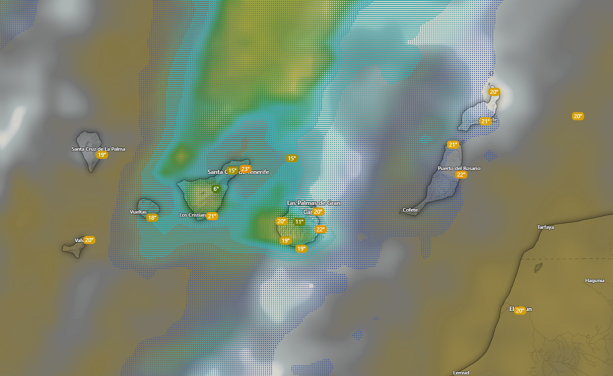 Aviso naranja en Canarias este viernes por la borrasca Therese con lluvias de 100 litros en 12 horas vientos de 100 km/h en cumbres y olas de seis metros en La Palma y El Hierro