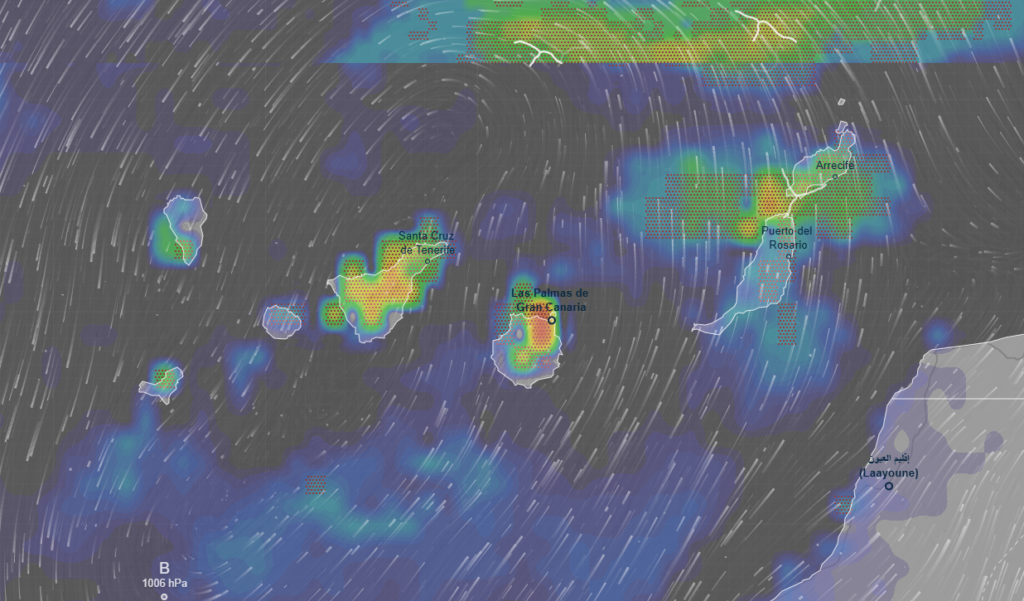 Aviso naranja por lluvias en Canarias este lunes con más de 30 litros por metro cuadrado en una hora en Tenerife La Gomera y El Hierro y embalses de Gran Canaria llenos por primera vez en años por la borrasca Therese