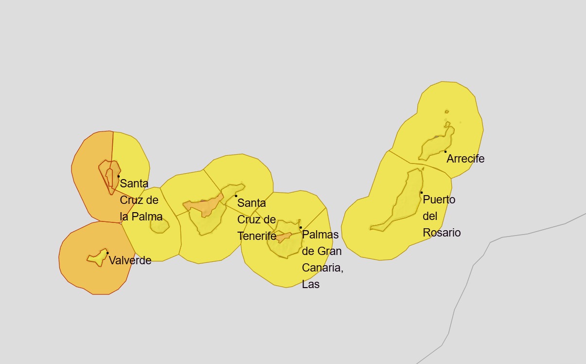 Mapa de las alertas de la AEMET en Canarias - AEMET