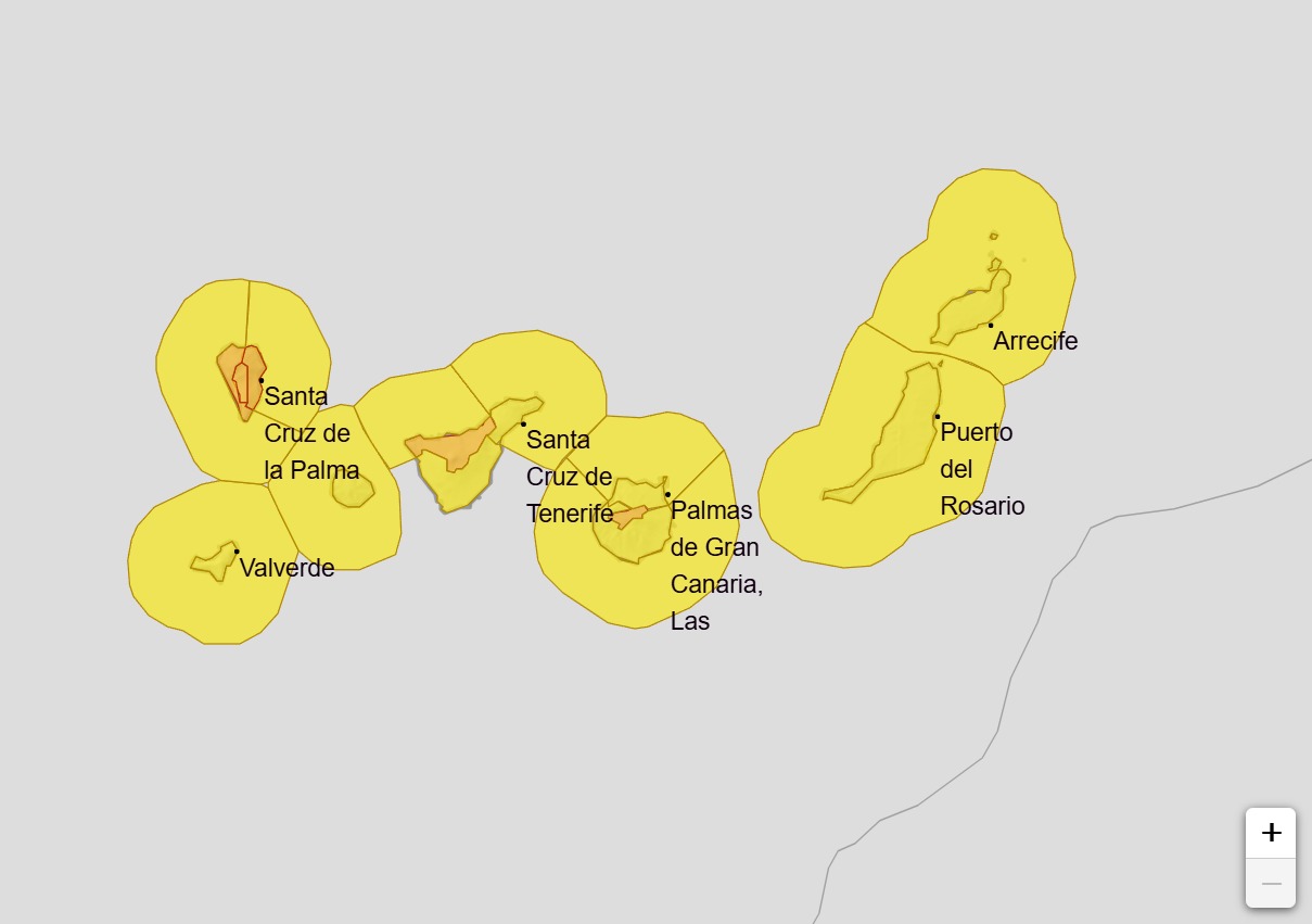 Mapa de alertas activadas en Canarias - AEMET