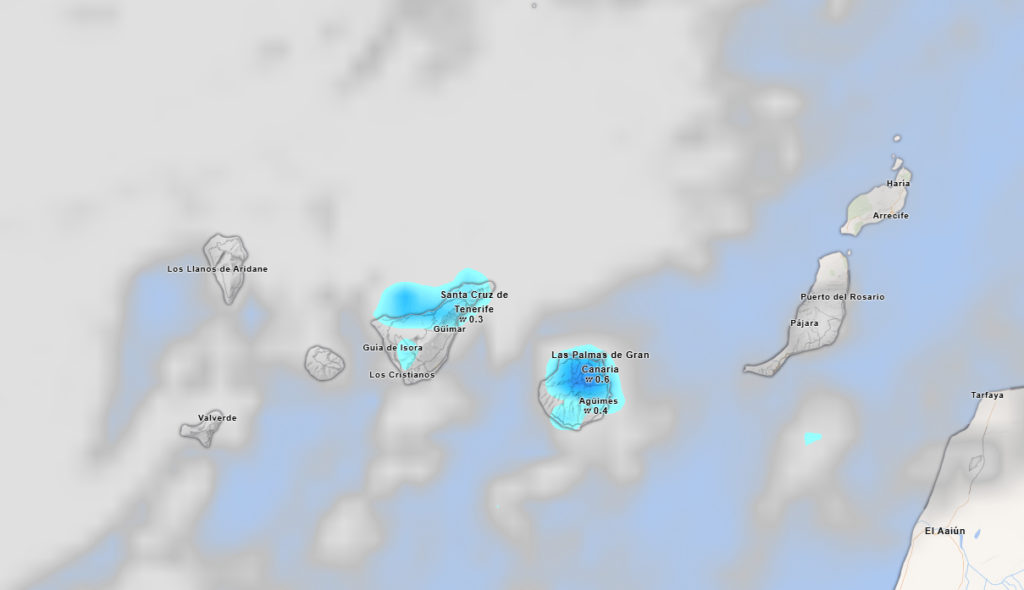 Nubes densas y lluvia sobre Canarias con viento fuerte en costas y zonas montañosas tras la llegada de una borrasca según la AEMET en el archipiélago
