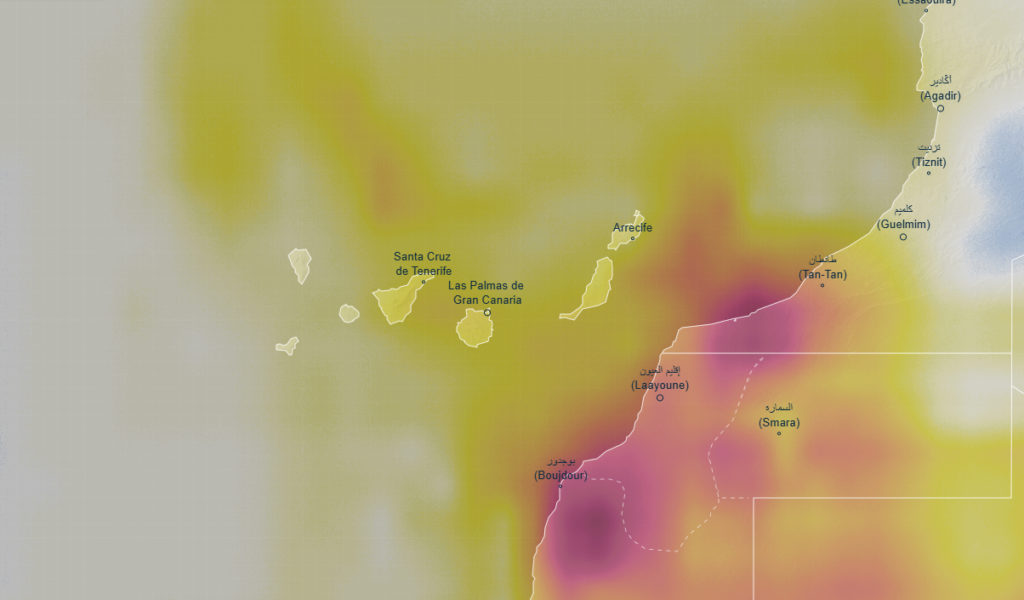 Cielo con calima sobre Canarias según la previsión de la AEMET para el viernes con temperaturas que podrán superar los 30 grados en Fuerteventura y Gran Canaria y rachas de viento muy fuertes en varias islas