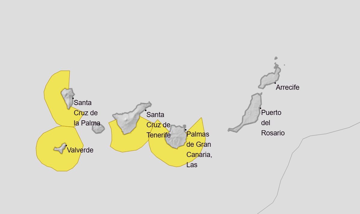 Avisos amarillos activados en Canarias - AEMET