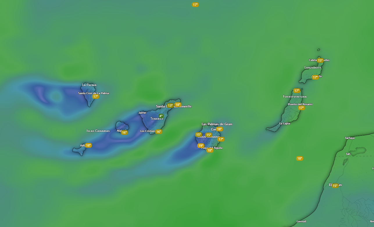 Cielos poco nubosos sobre Canarias este viernes según la AEMET tras casi dos semanas de inestabilidad con lluvias y nubosidad persistente en el archipiélago de Canarias