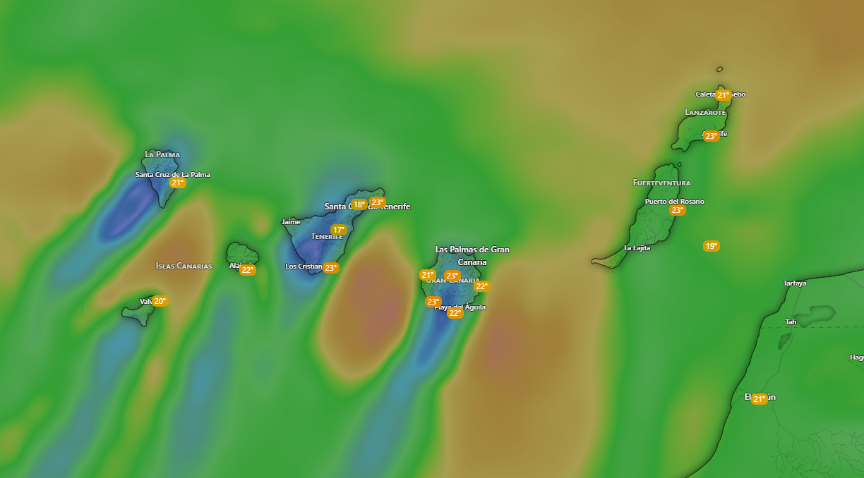 Mapa de los vientos en Canarias - AEMET