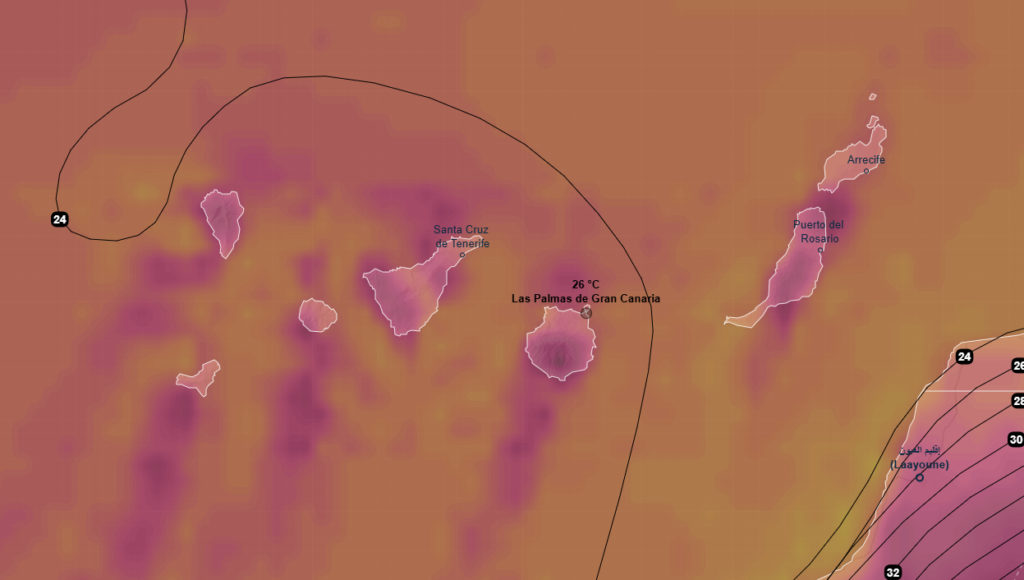 Mapa del tiempo y la ola de calor en Canarias - AEMET